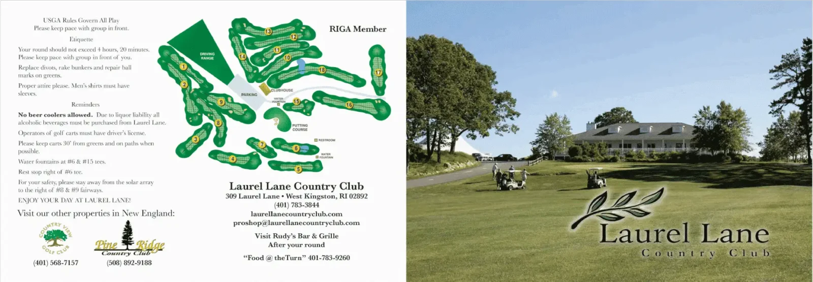 Laurel Lane Country Club Scorecard Front Side