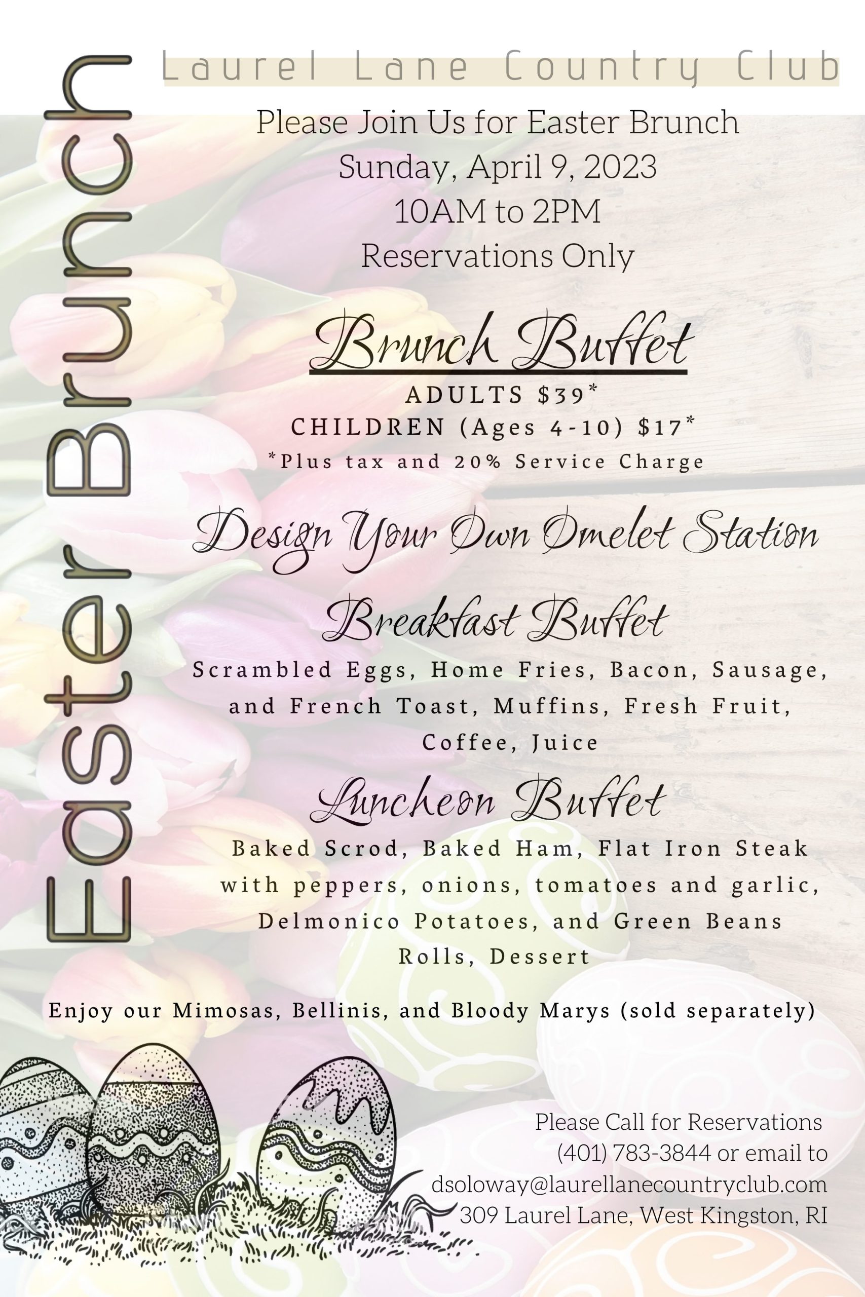 Join Us for Easter Buffet Brunch, Sunday, April 9, 2023 Public Golf