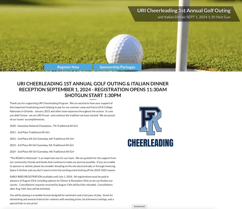 URI Cheerleader Golf Tournament Fundraiser
